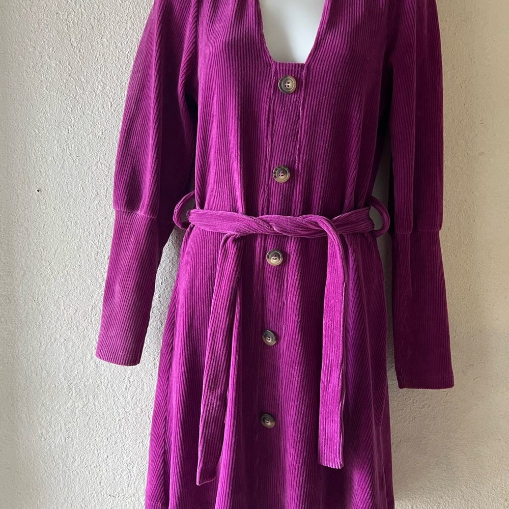 ASOS Rich Purple Long Sleeve Dress with Belt